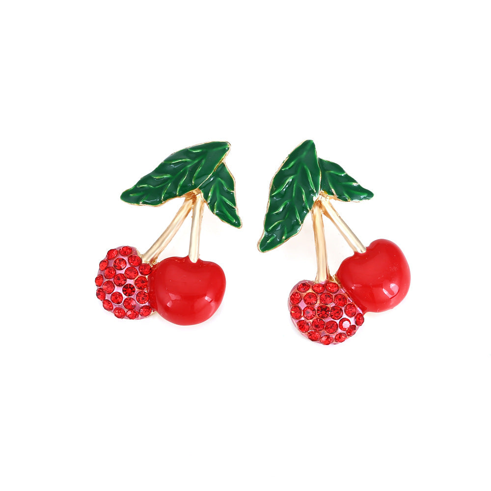 Alloy studded cherry earrings MIC-ManY005