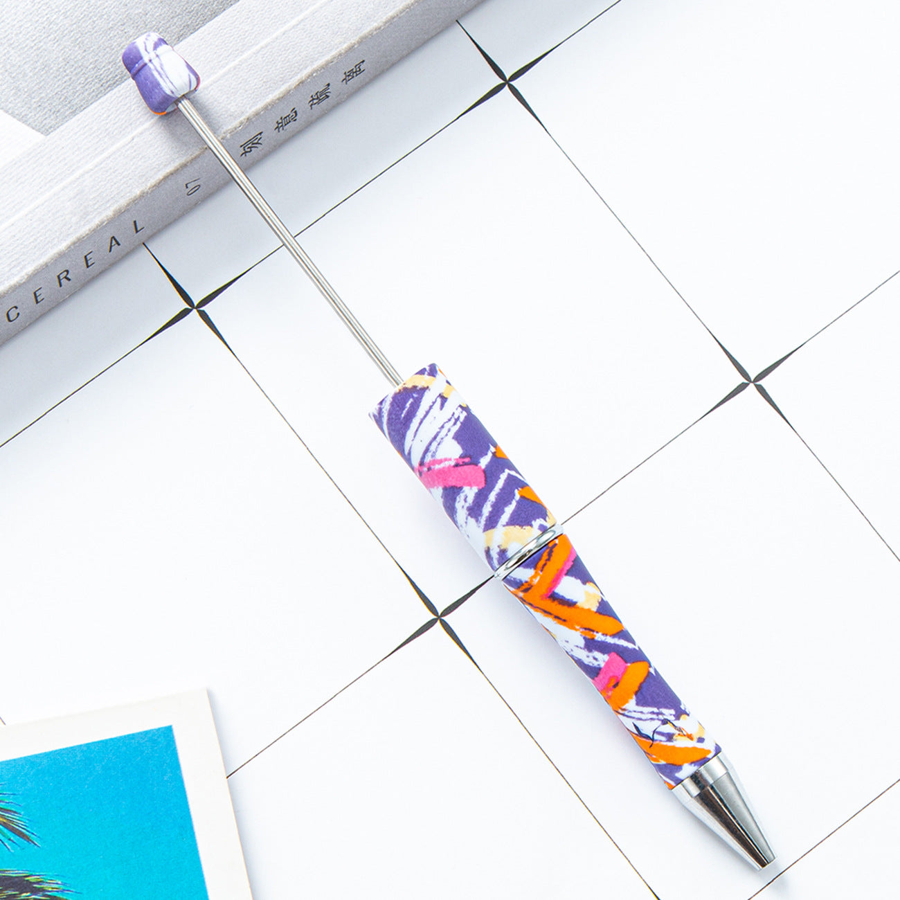 DIY Leopard Floral Cow Plastic Bead Pen HuaH002