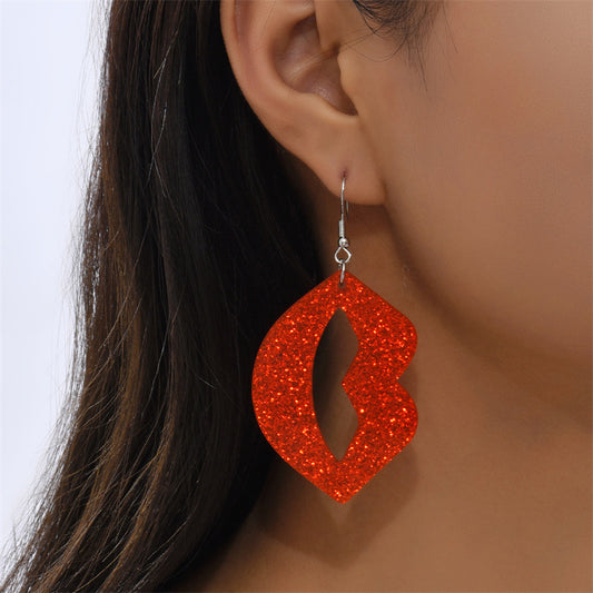 Acrylic Red Lip Earrings (Minimo de compra 2) MIC-GanL020