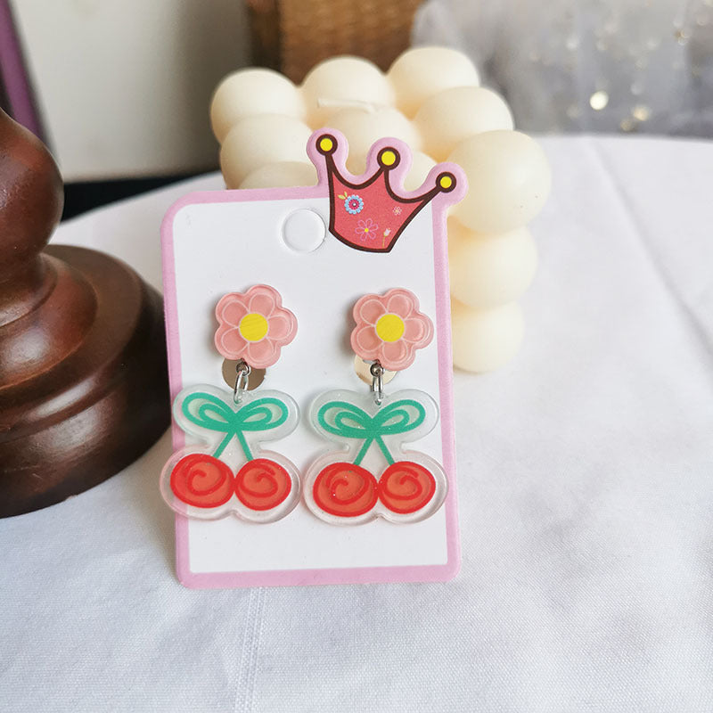 Acrylic Fruit Flower Earrings (Minimo de Compra 2) MIC-HanJ002