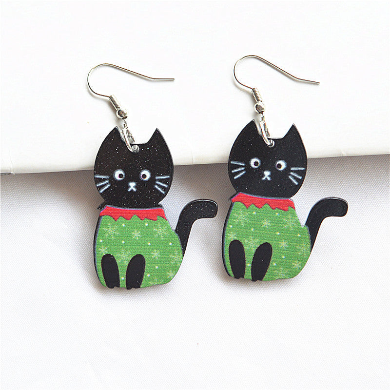 Acrylic Halloween cat earrings MIC-XieN060