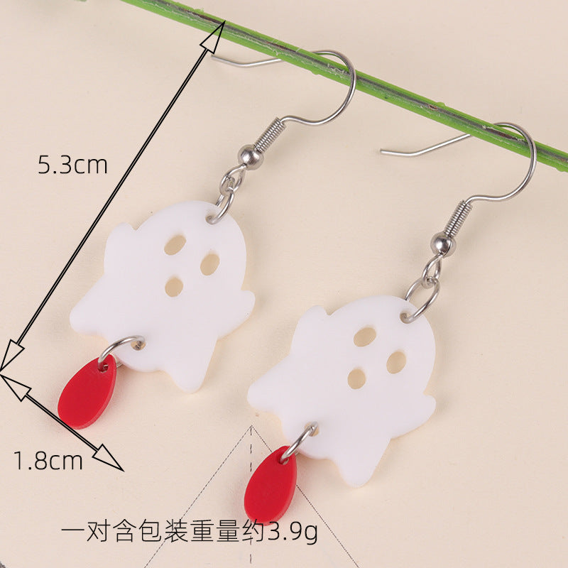 Acrylic Ghost Bat Pumpkin Earrings MYA-DuA091