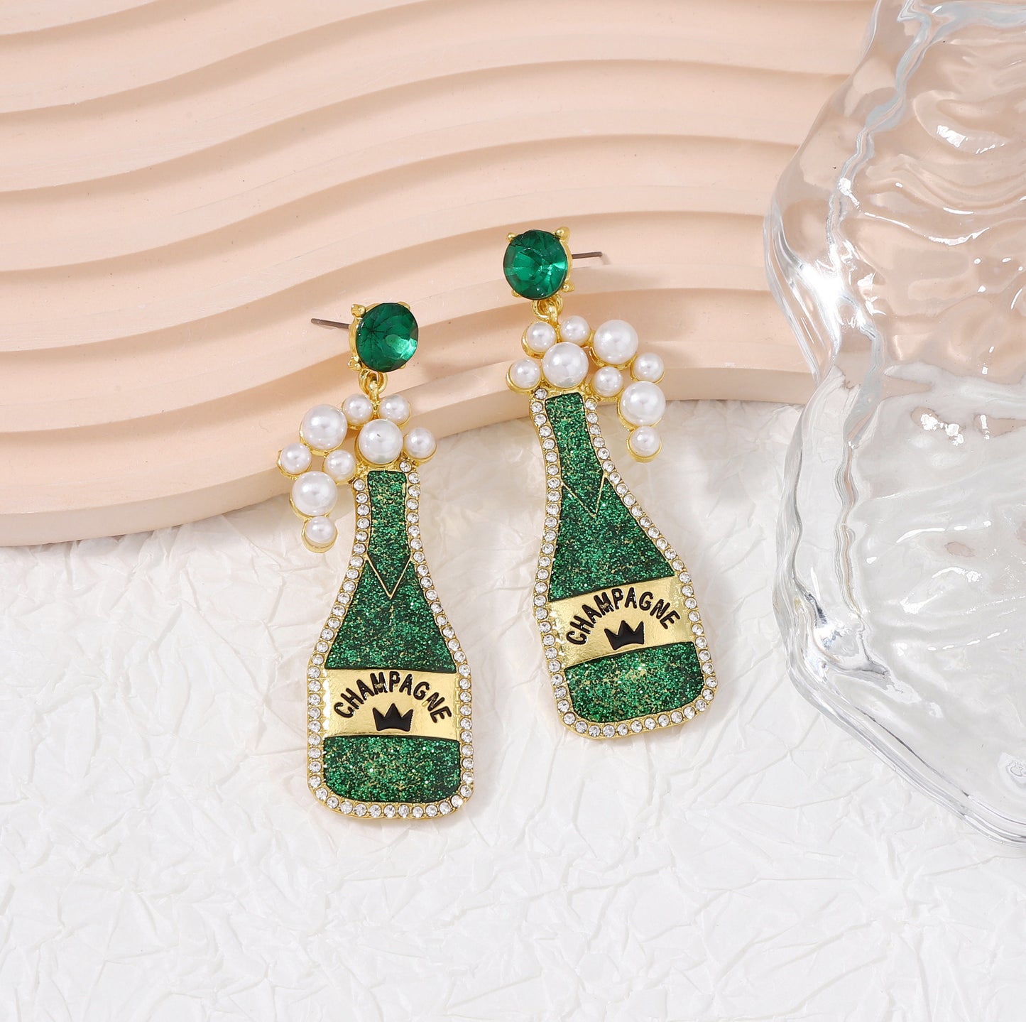 Alloy Pearl Wine Bottle Earrings (Minimo de compra 5) MIC-MiX003