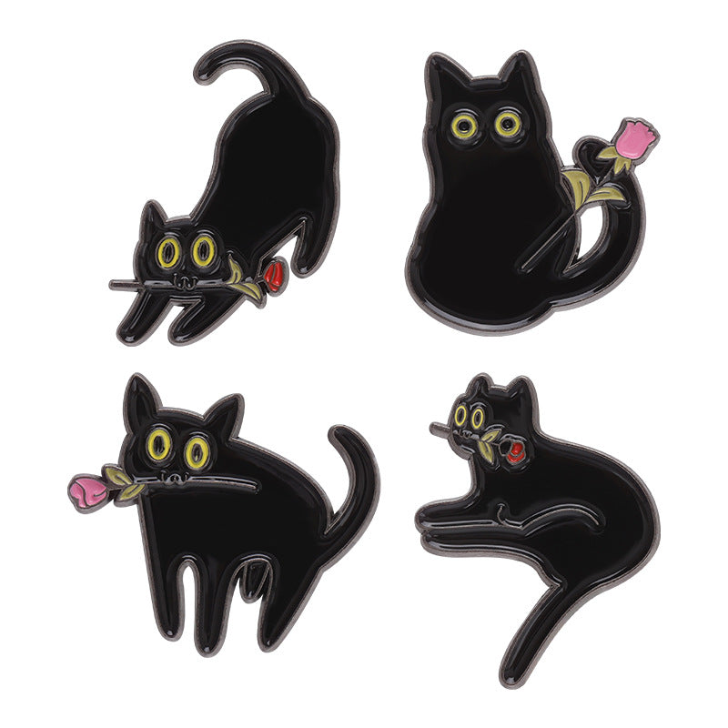 Alloy black cat brooch MIC-QiH002