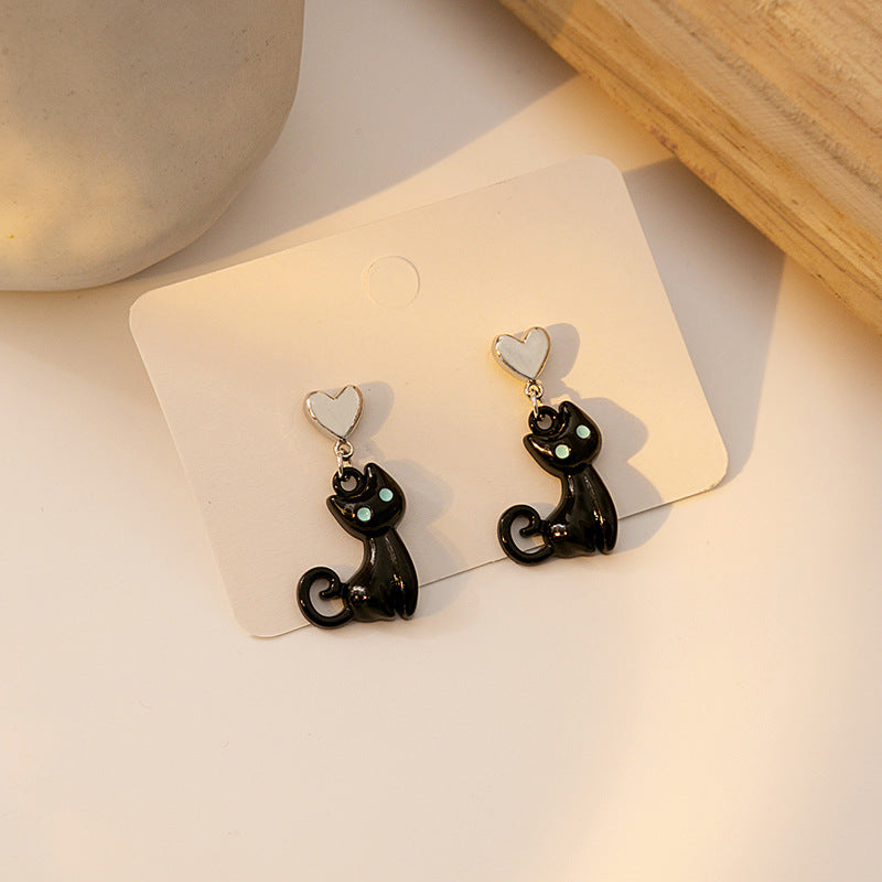 Alloy oil dripping cat earrings MIC-MDD140