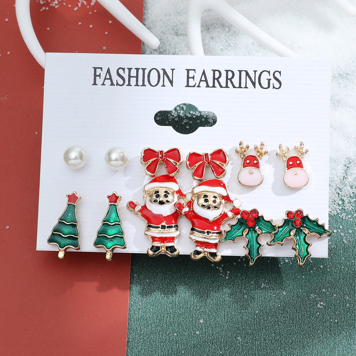 Alloy Christmas Snowman Crutch Earrings (Minimo de Compra 2) MIC-MiaoY096