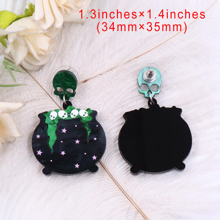 Acrylic Halloween Skull Head Earrings (Minimo de compra 5) MIC-XiaoY045