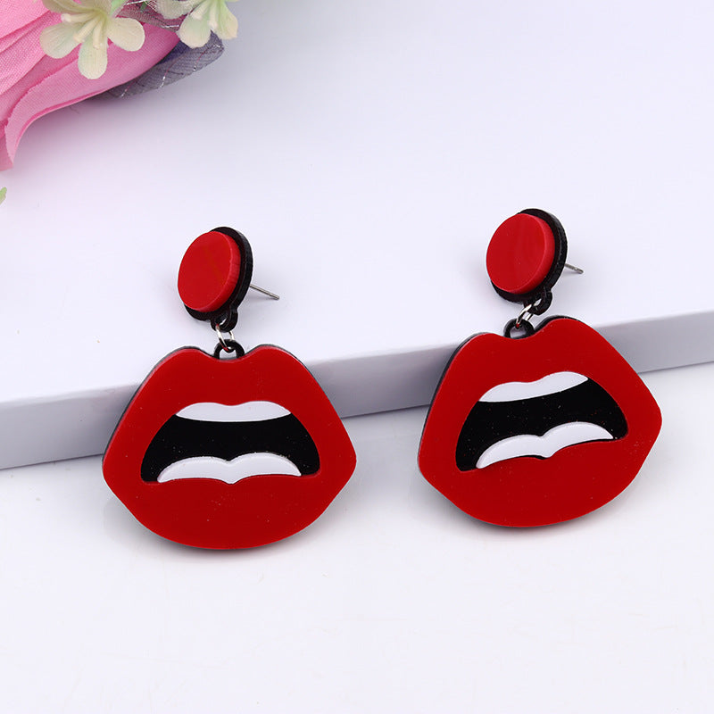 Acrylic Lightning Mouth Colorful Earrings MIC-DuAi007