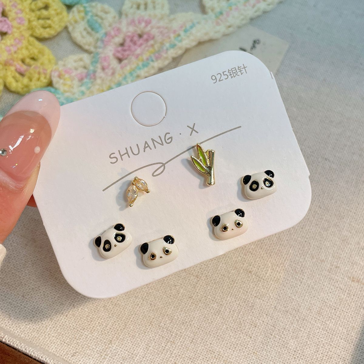 Alloy small fresh cartoon three piece earring set MIC-ShuangX048