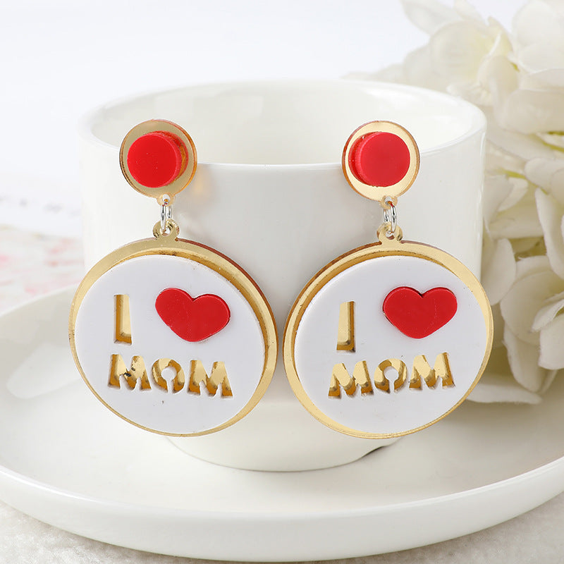 Acrylic Embossed Mother's Day Earrings (Minimo de Compra 2) MIC-YouY012