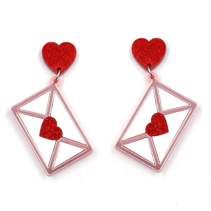 Alloy Love Envelope Earrings (Minimo de compra 2) MIC-MingX014