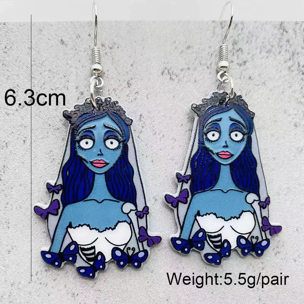 Acrylic Halloween Ghost Bride Earrings (Minimo de Compra 2) MYA-ShiY022