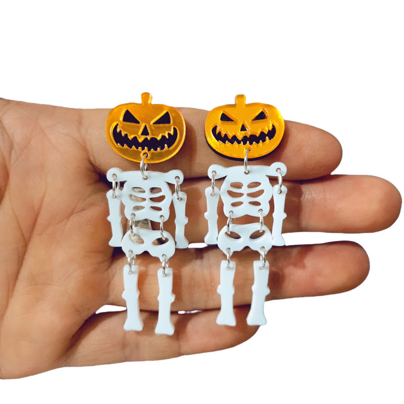 Acrylic Halloween Pumpkin Head Earrings MYA-XueP164