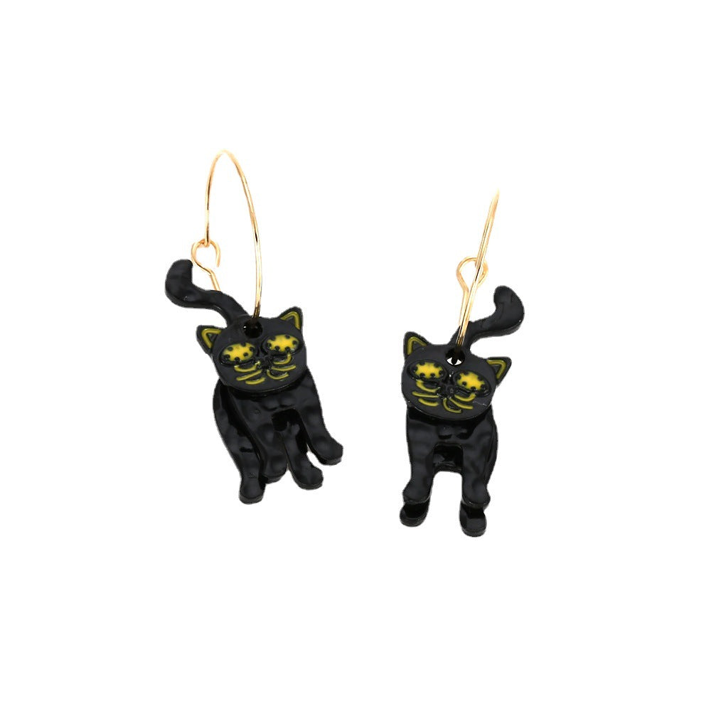 Alloy paint cat earrings MIC-ManY008