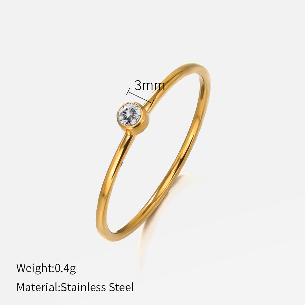 Stainless steel gold-plated colored diamond ring （Minimo de compra 2） MYA-chenH011