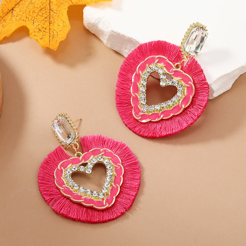 Acrylic Round Peach Heart Hollow Earrings MIC-KaiQ015