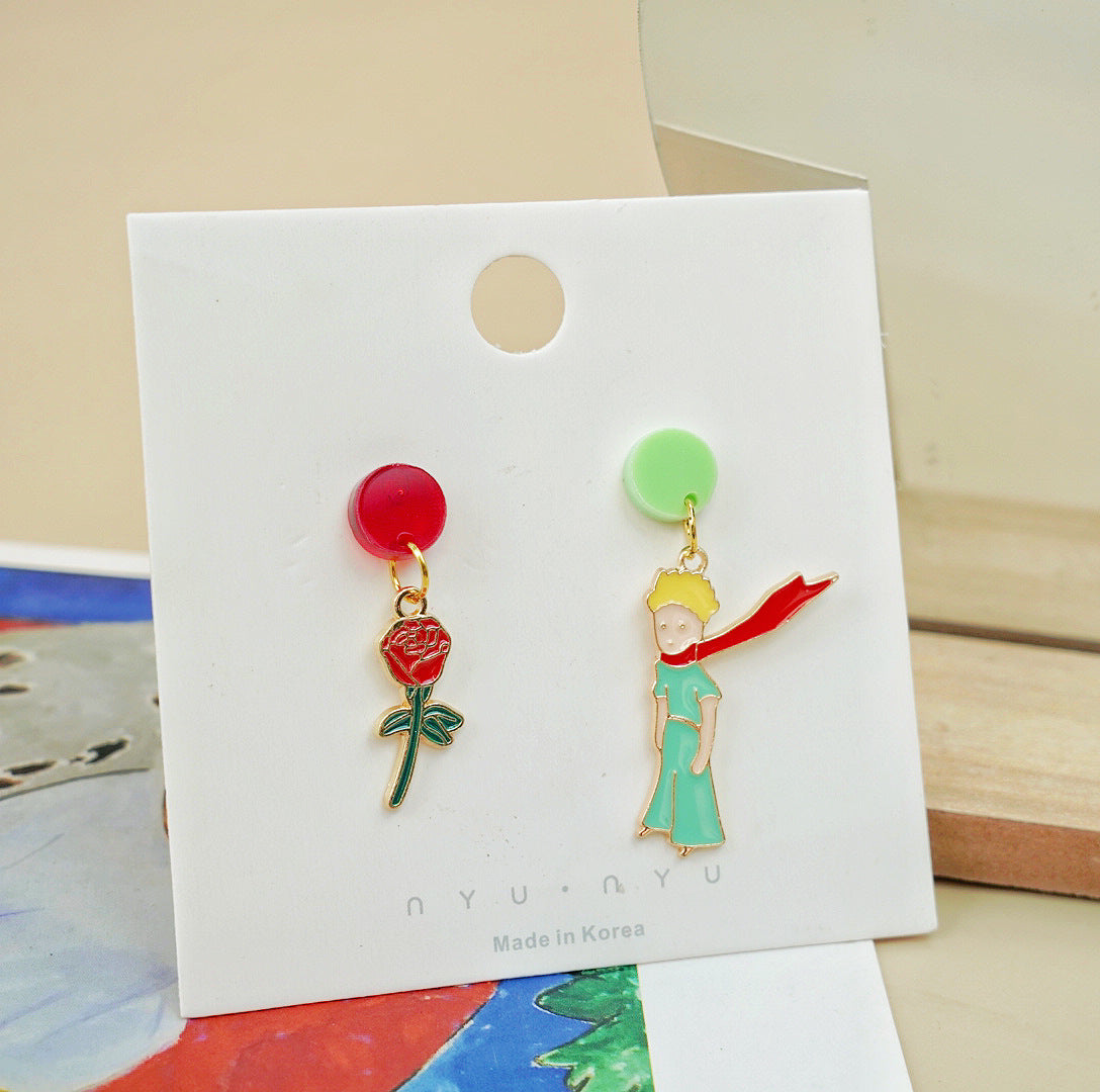 Alloy Little Prince and Rose Earrings MIC-XNWE014