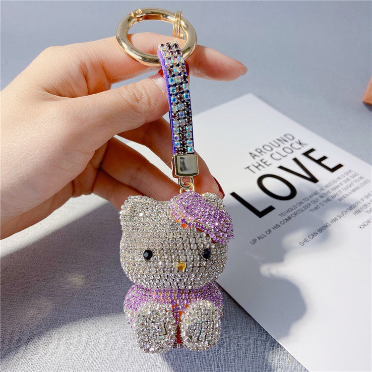 Diamond cartoon cat doll keychain  （Minimo de compra 2） MYA-LianX005