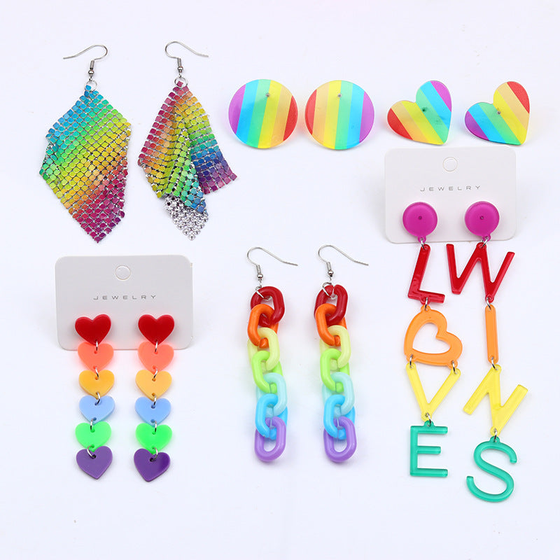 Acrylic geometric love earrings MIC-DuA018