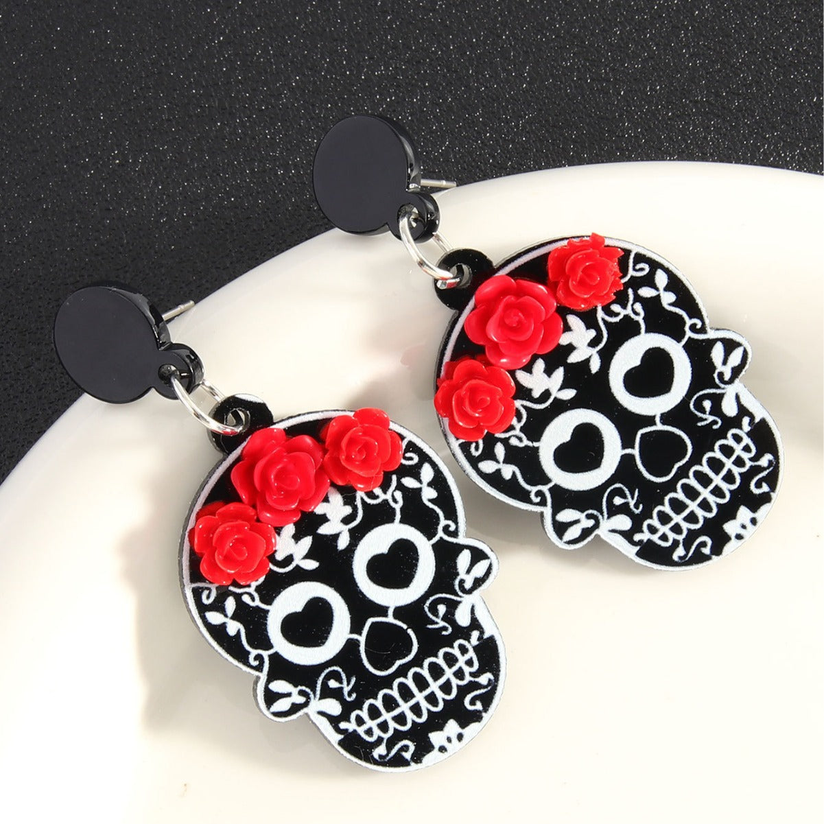 Acrylic Dark Brother Rose Earrings MYA-HuiS001