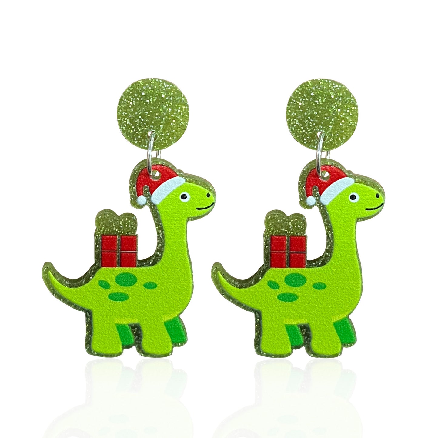 Acrylic Christmas Dinosaur Earrings (Minimo de Compra 2) MYA-YunXi009