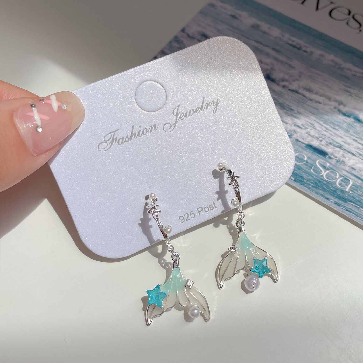 Alloy Ocean Series Blue Earrings MIC-ShuangX045