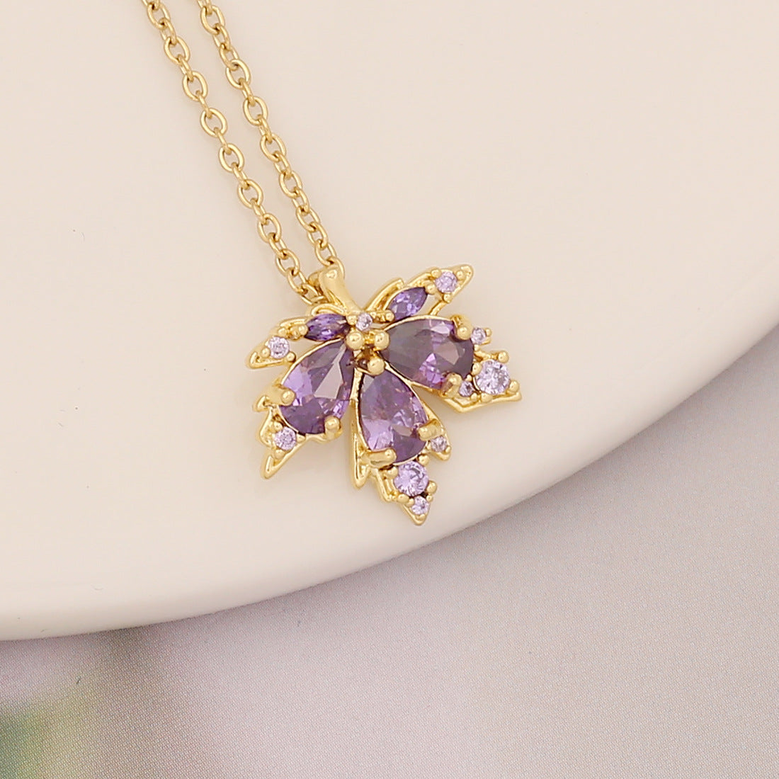 Necklaces Copper Zircon Stainless Steel Fantasy Purple Series BingM025