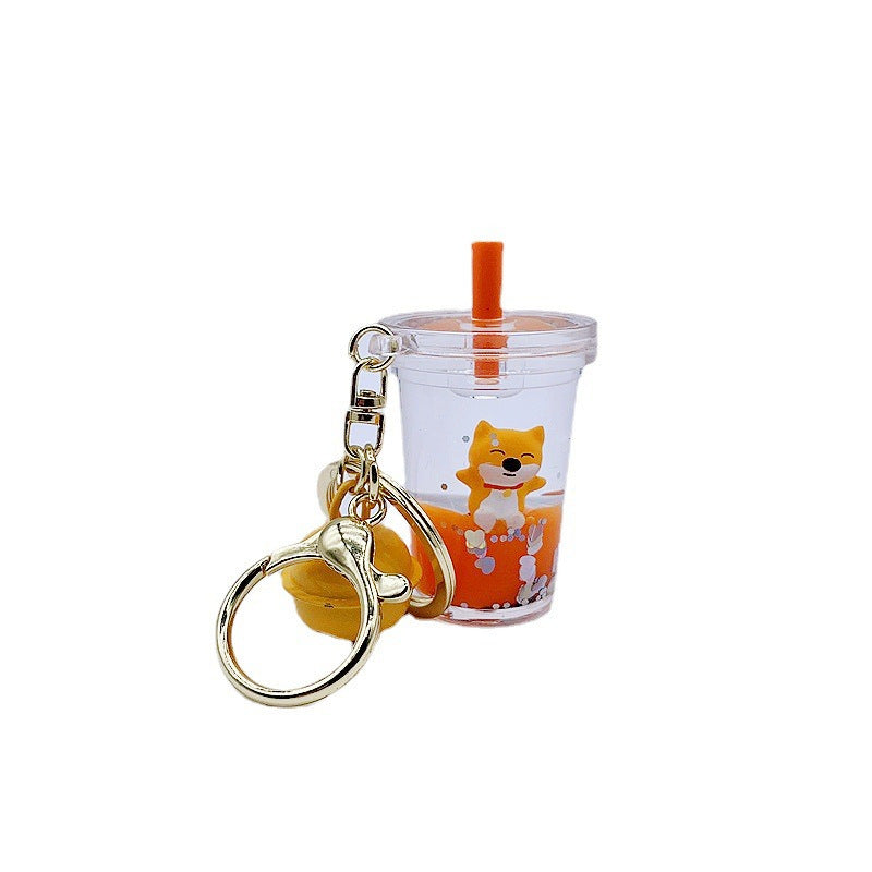 Keychain Acrylic Shiba Inu Floating Quicksand Bottle MOQ≥2 DMF029