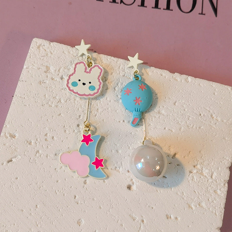 Alloy Cartoon Moon Cat Earrings (Minimo de Compra 5) MIC-JiuY067