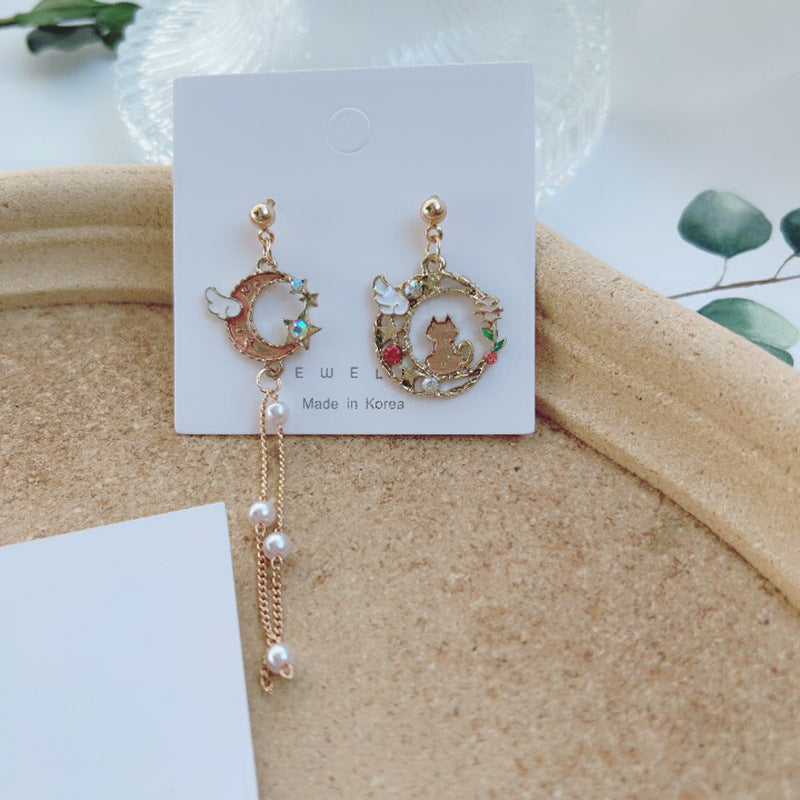 Alloy cherry blossom kitten earrings MIC-FanQ011