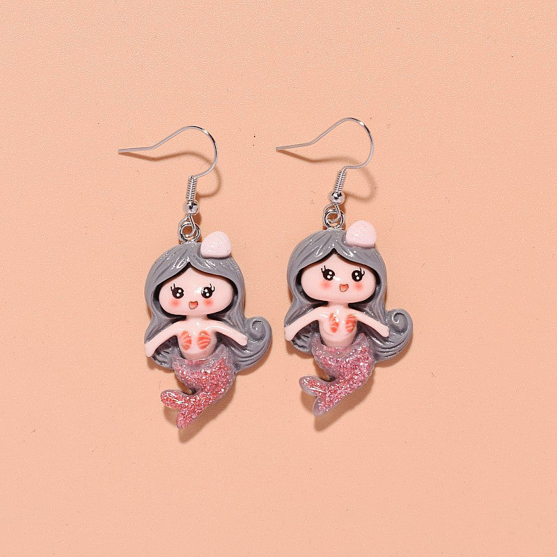 Acrylic Gradient Beauty Fish Tail Earrings MIC-XunT010