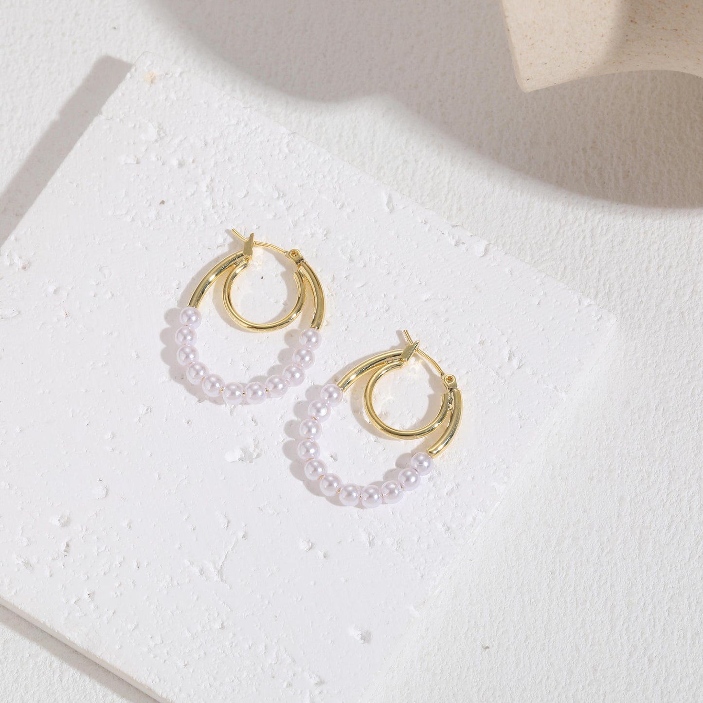 Alloy C-shaped pearl earrings (Minimo de Compra 2) MIC-YingS009