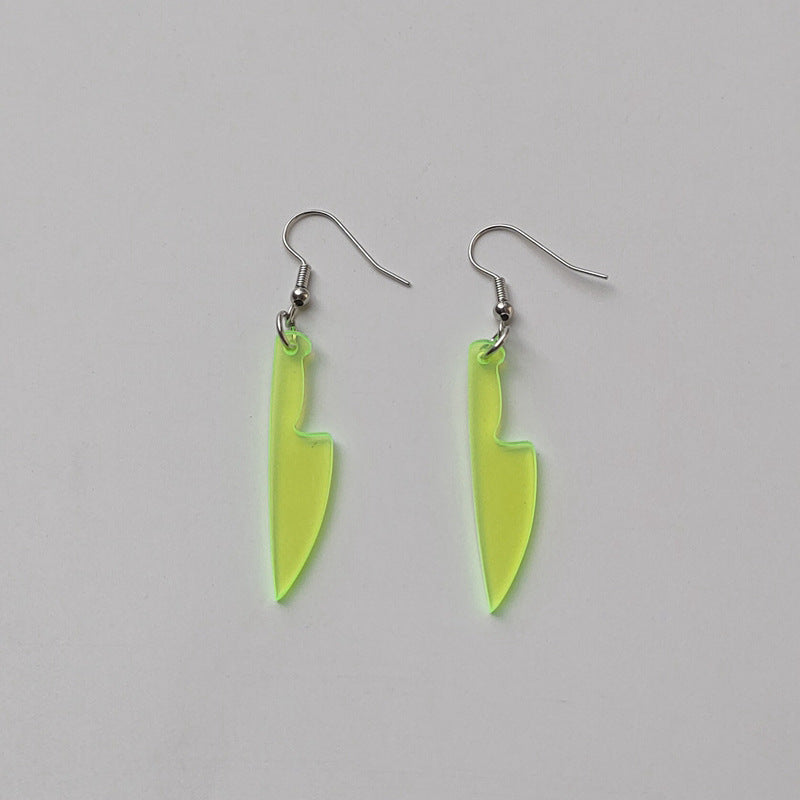 Acrylic green dagger, small knife, earrings MIC-QiuG012