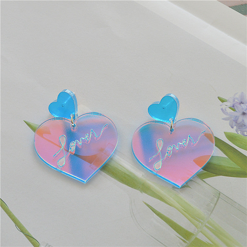 Alloy laser color changing heart earrings MIC-XieN050