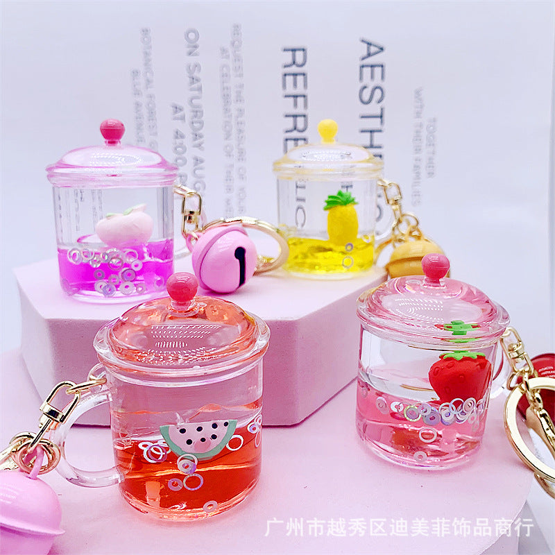 Keychain Acrylic Fruit Floating Quicksand Bottle MOQ≥2 DMF027