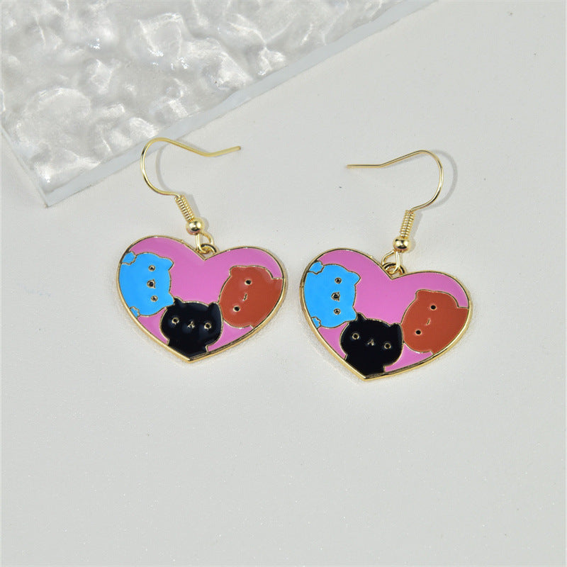 Alloy Love Couple Cat Earrings (Minimo de compra 2) MIC-KuL003