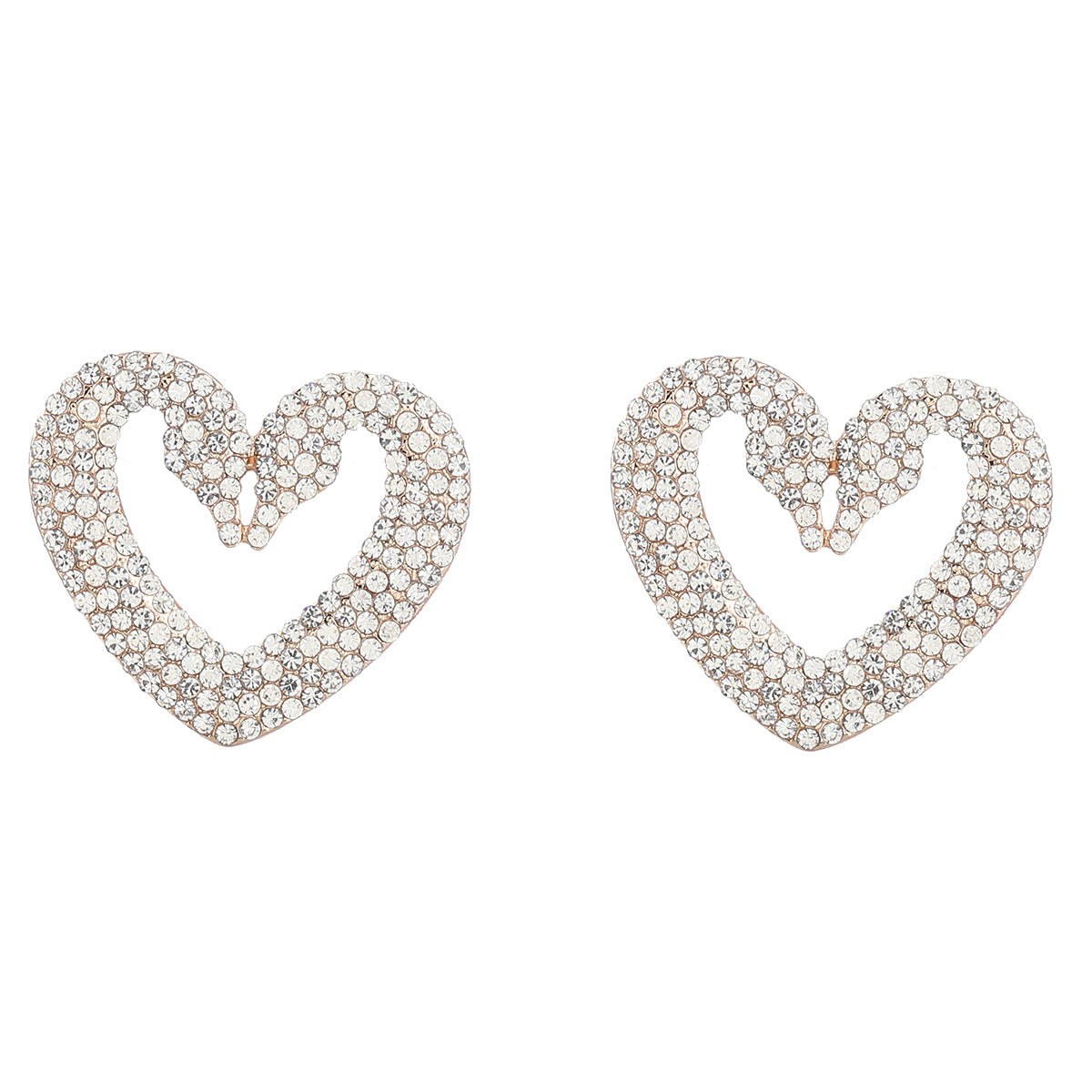 Alloy diamond studded heart-shaped earrings MIC-JiuL014