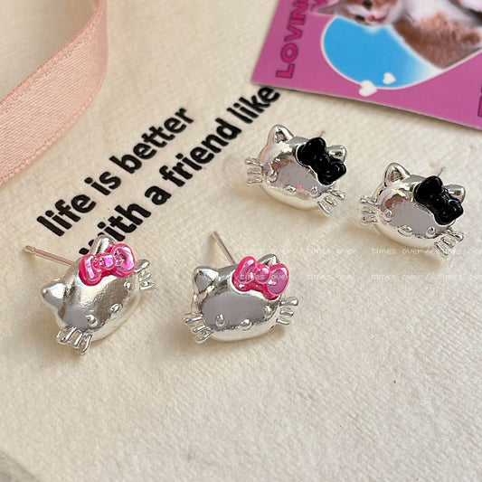 Alloy cat bow earrings MIC-ShuangX054