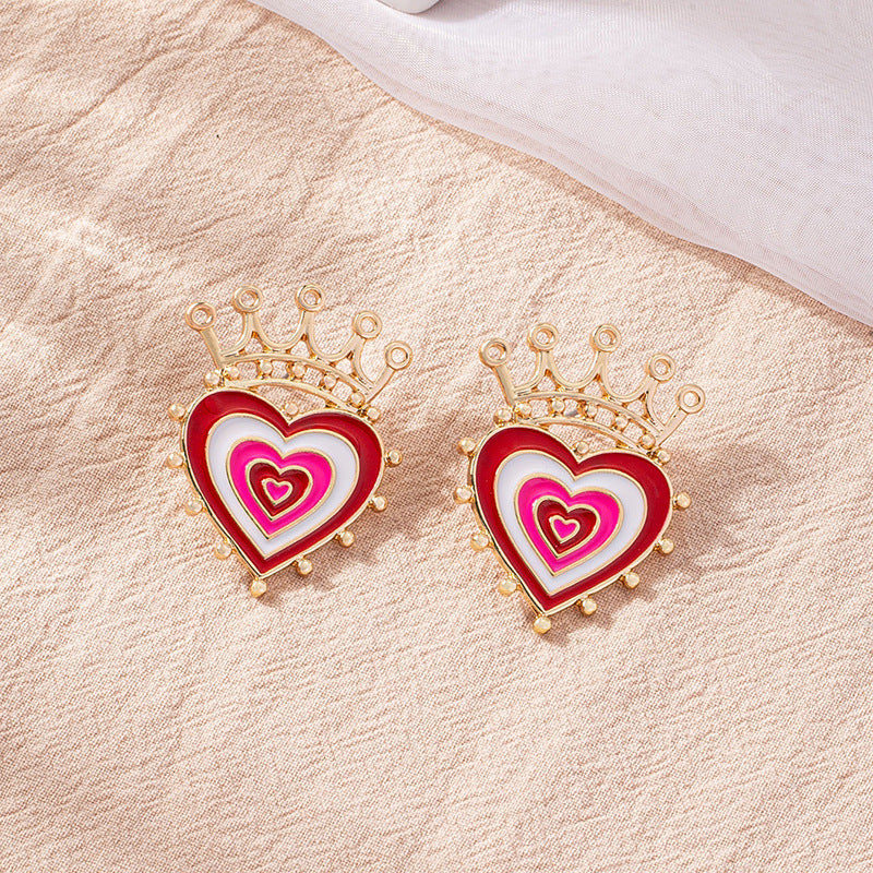 Alloy minimalist crown heart earrings (Minimo de compra 2) MIC-HLM013