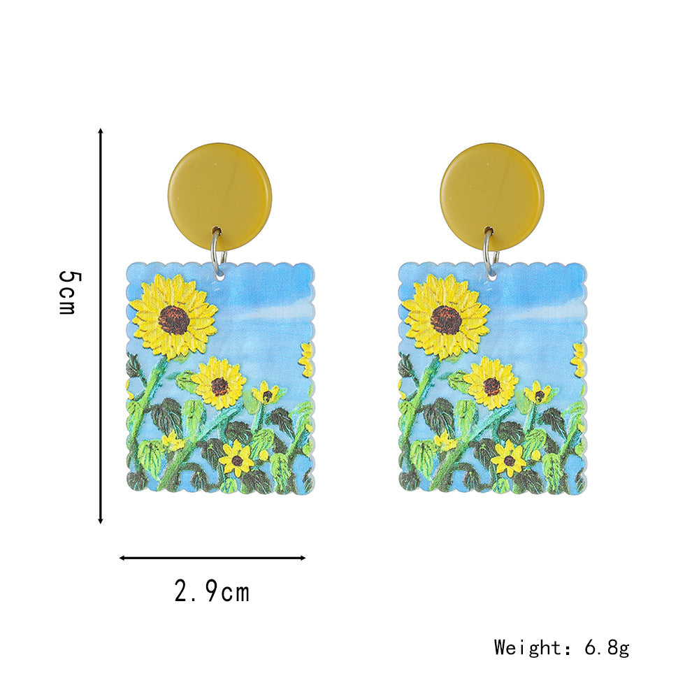 Resin Stereo Printing Oil Painting Earrings (Minimo de Compra 5) MYA-ZeX005