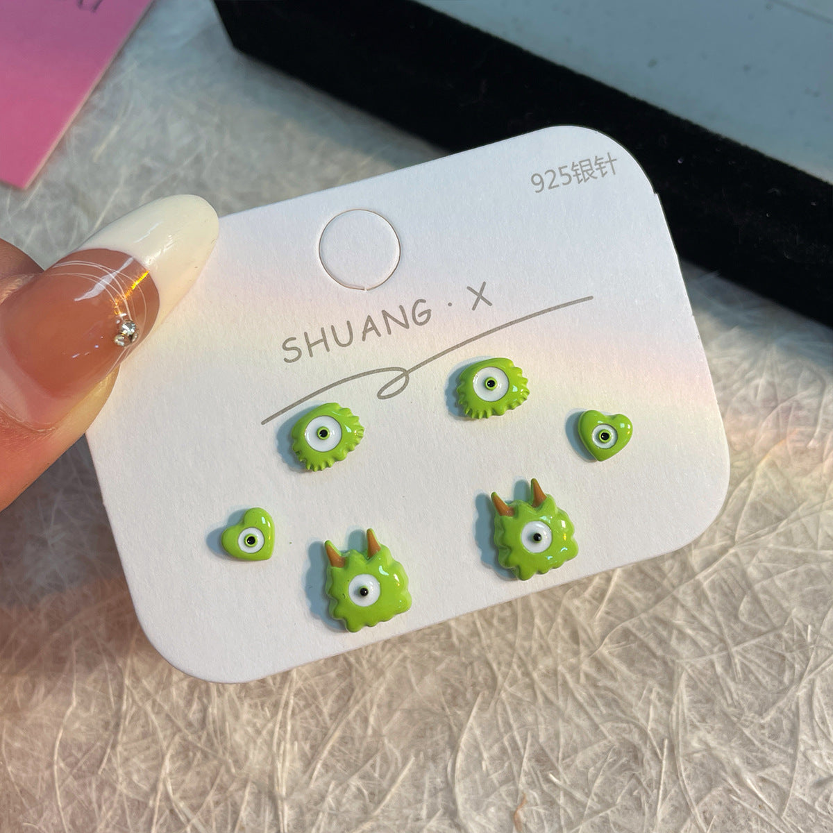 Alloy heterochromatic cute little monster earrings MYA-ShuangX050