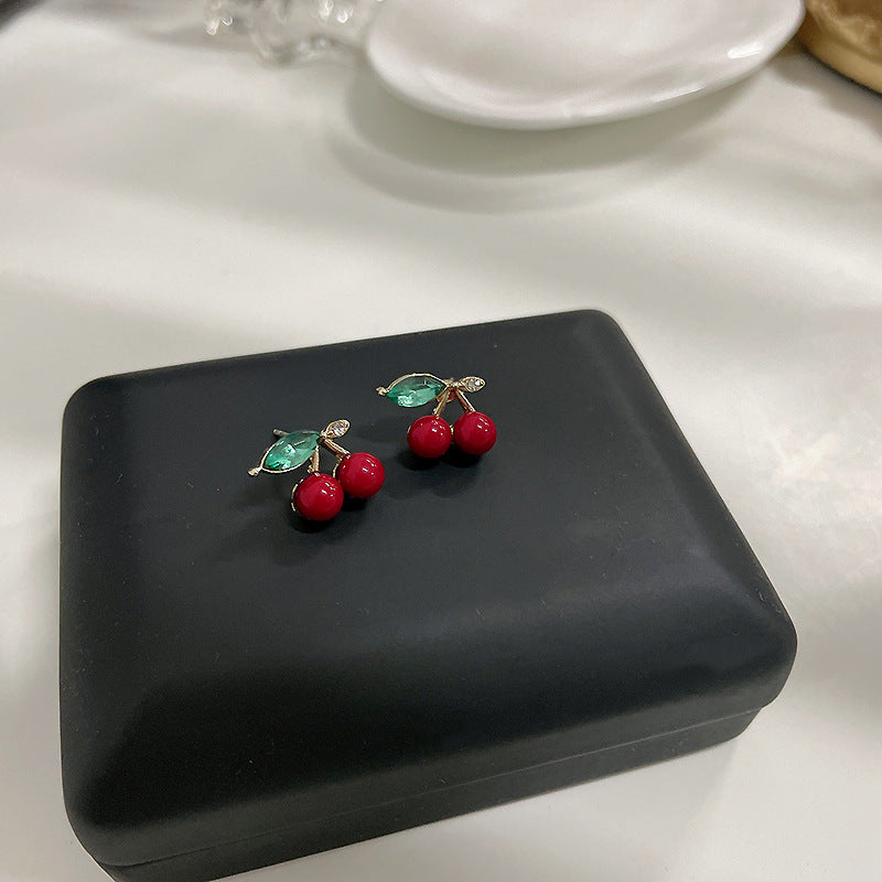 S925 silver needle red cherry earrings Minimo de compra 2 MIC-LSY009