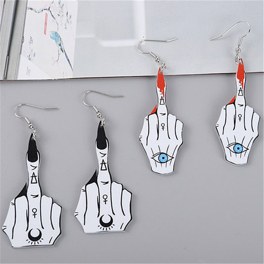 Acrylic Middle Finger Evil Eye Earrings MIC-ChouD037