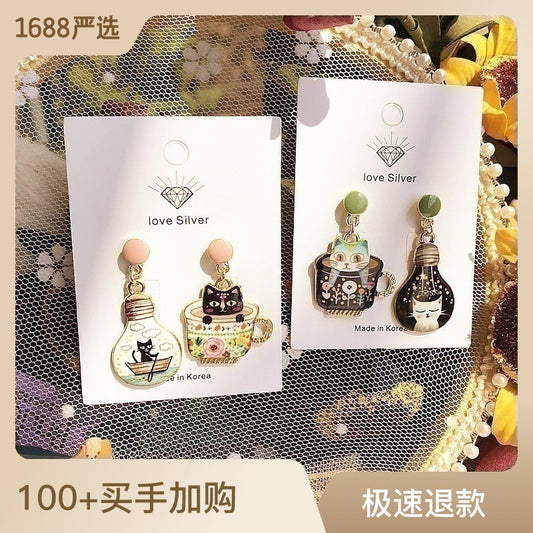 Alloy cartoon cute cat slave series earrings MIC-XingJ079