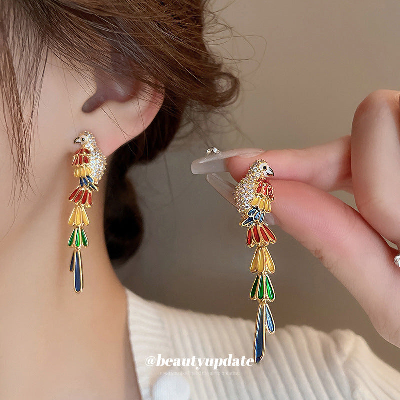 Alloy long parrot earrings MIC-BAOY068