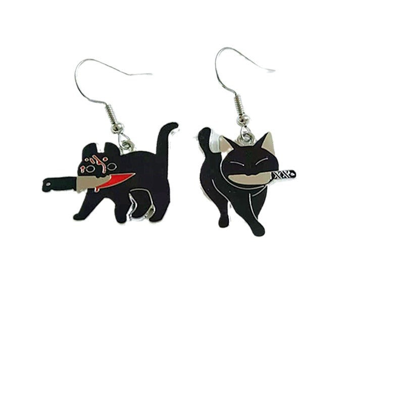 Alloy niche cat pumpkin earrings MIC-AiM016