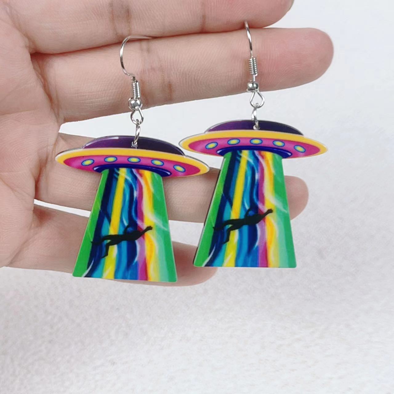 Acrylic Alien UFO Earrings (Minimo de Compra 2) MIC-JiuT018