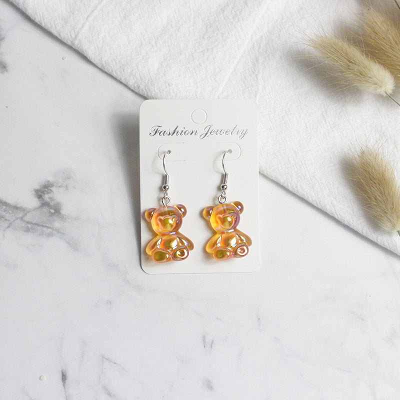 Acrylic Sweet Colorful Fresh Little Bear Earrings  (Minimo de Compra 2) MYA-PingH026