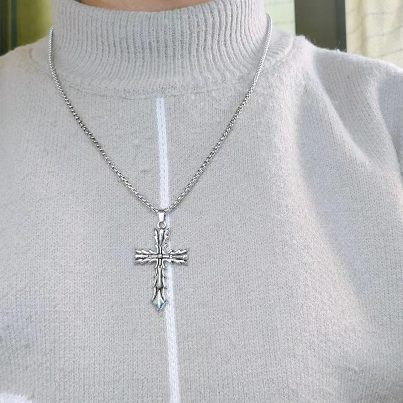 Stainless steel diamond studded cross necklace (Minimo de Compra 2)  MYA-ZhongR007