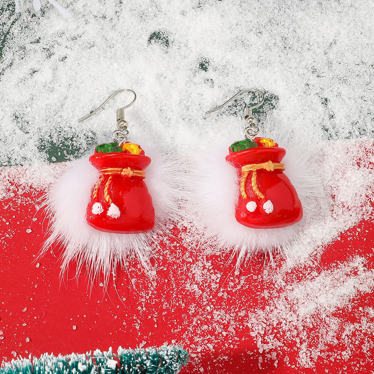 Acrylic Christmas Santa Claus Earrings MIC-JunJ025